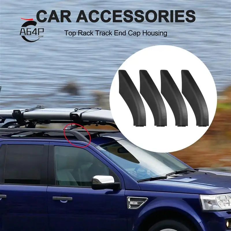

A64P-4PCS Black ABS Car Roof Luggage Rack Rail End Cover Shell Protector Fit For Land Rover Freelander 2 2006-2014
