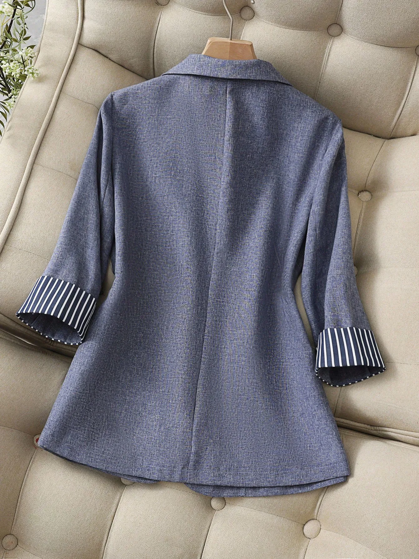 Jaqueta de terno pequena estilo europeu e americano, cardigã de manga de sete quartos da moda outono para mulheres