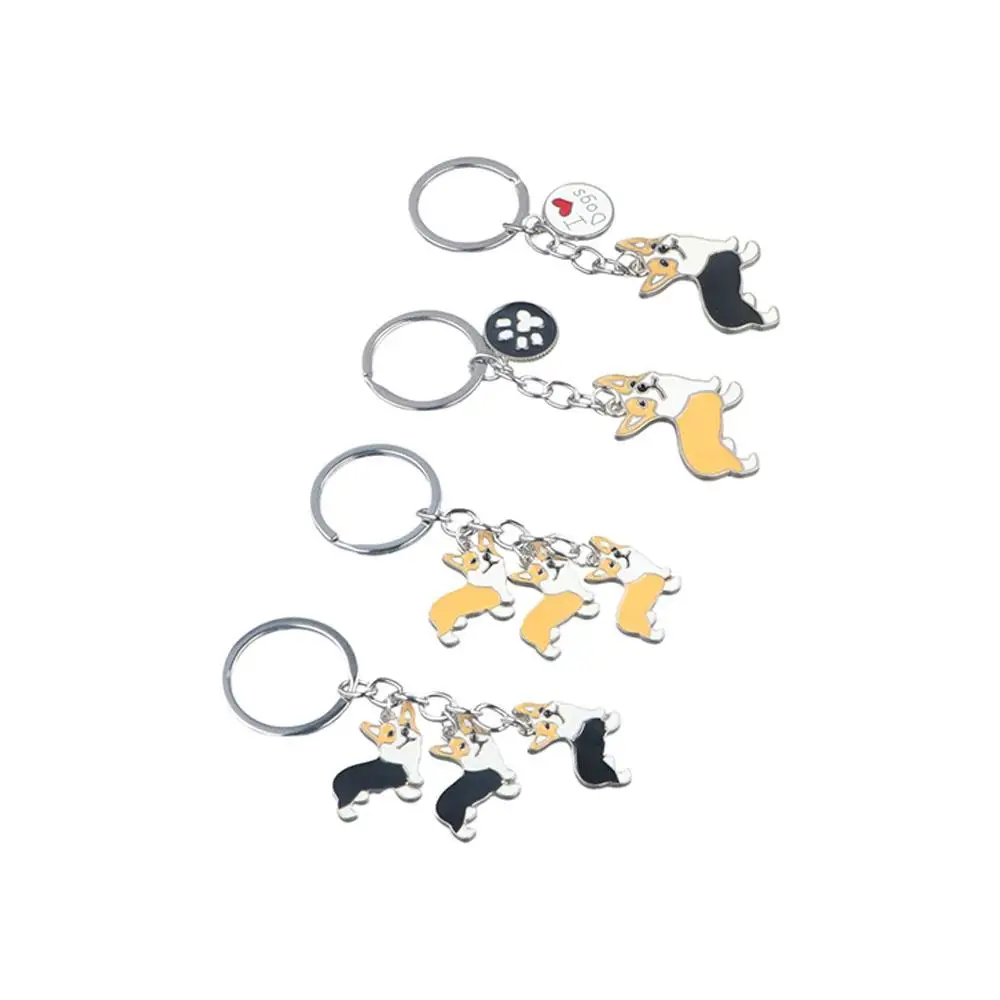 Charm Cute Cartoon Couple Ornaments Welsh Corgi Dog Car Key Holder Handbag Pendant Bag Key Chain Corgi Key Chain Dog Key Chain