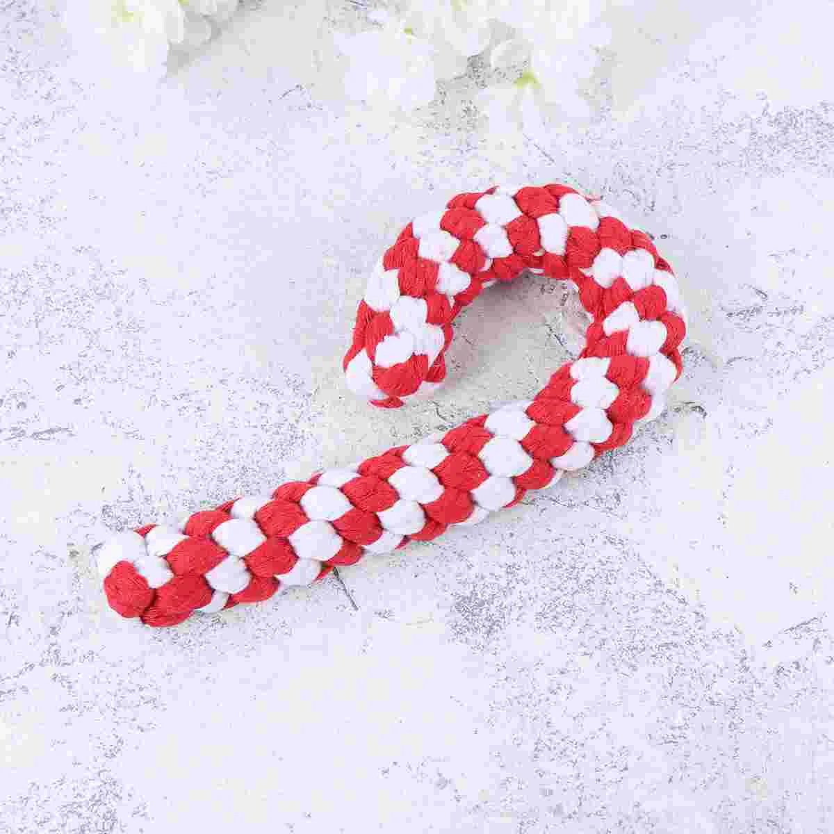 

Pet Christmas Cotton String Walking Stick Toys Chew Rope Knot Playthings Molar Tooth Cleaning Bite Rope (Random Color)