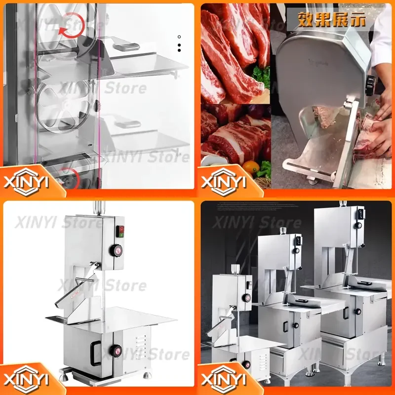 for Stainless Steel Frozen Bone Sawing Machine 750W Butchers Bone Bandsaw Commercial Frozen Meat Fish Cutter Home Kitchen
