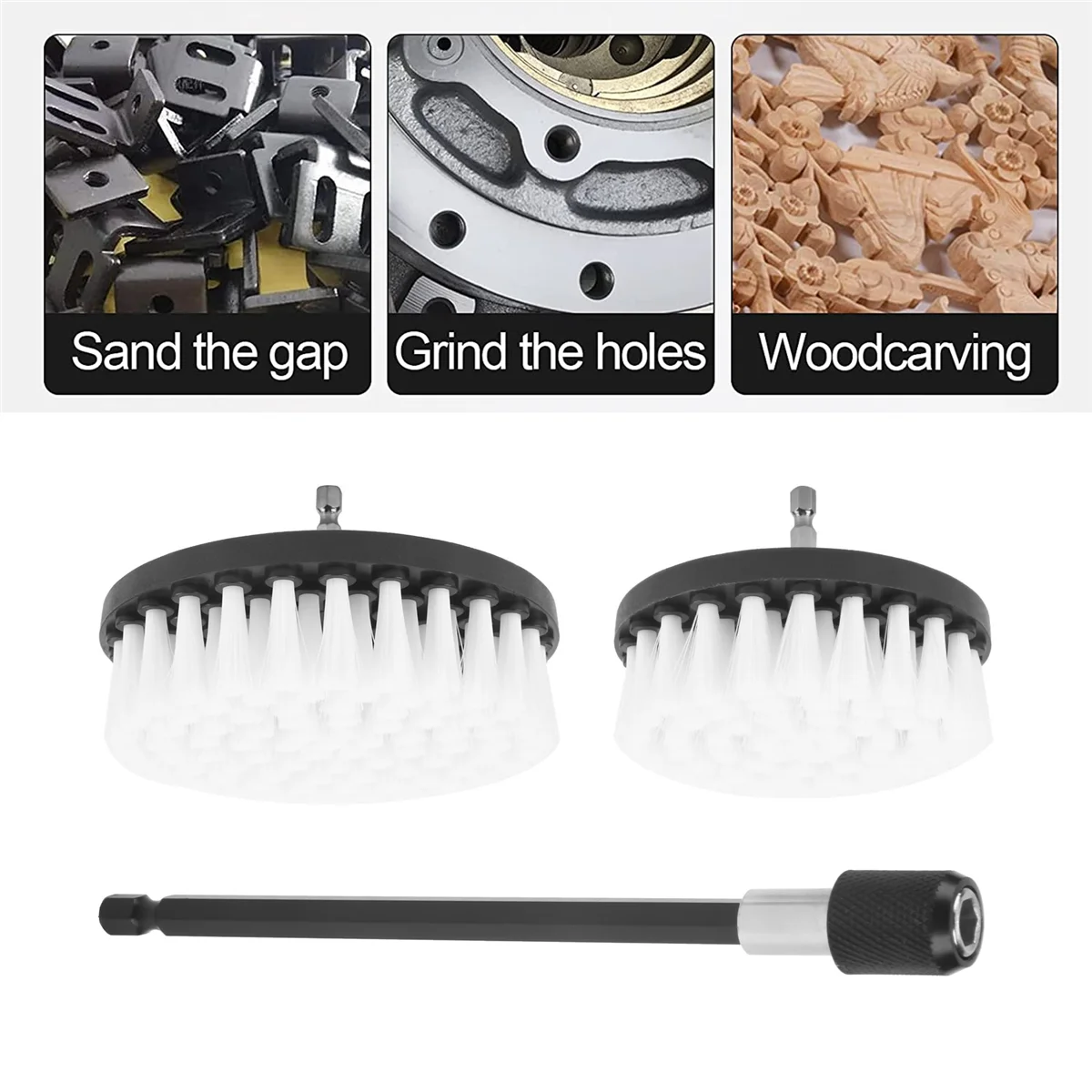 แปรงทำความสะอาดแบบสว่าน6ชิ้นแปรงสำหรับเจาะรถกระเบื้องพรมอ่างอาบน้ำแปรง Bor putar ไฟฟ้าสีขาวสำหรับห้องครัวห้องน้ำ