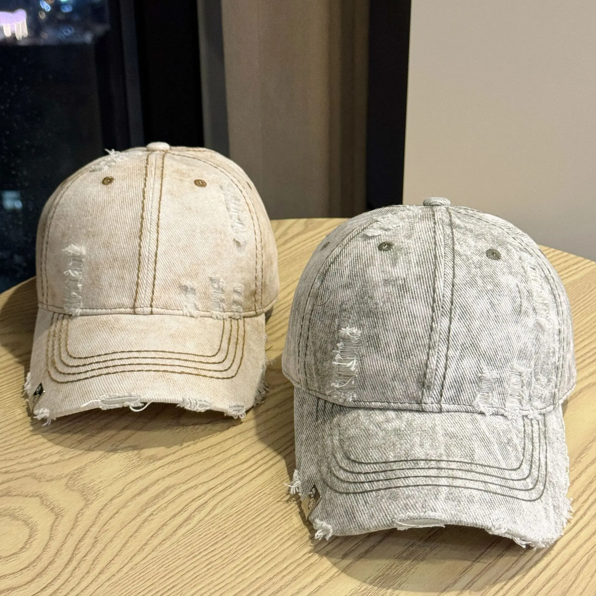 قبعة بيسبول قديمة ممزقة من قماش الدنيم للسيدات صيفية كاجوال وجه صغير مغسول قبعة رجالية واقية من الشمس متعددة الاستخدامات