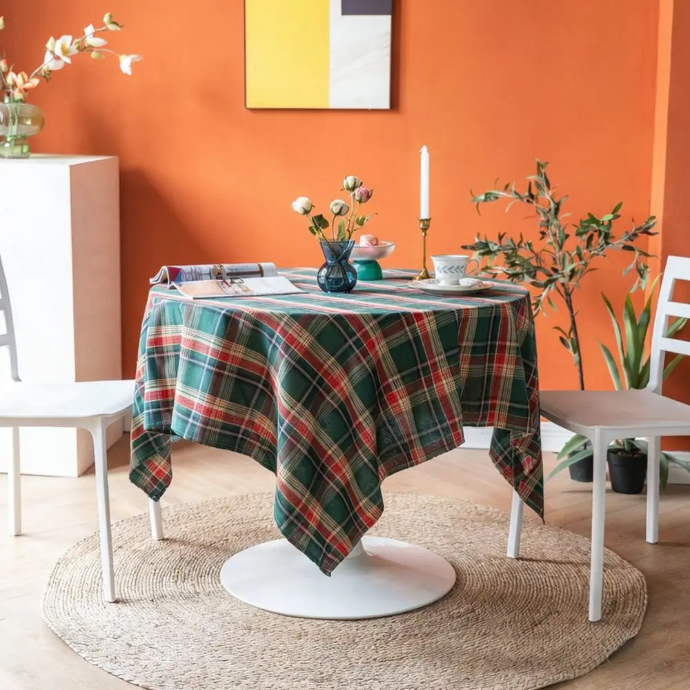 Rustic Plaid Tablecloth Soft Cotton Linen Material Pastoral Decor Table Cover For Holiday Party Restaurant Desk Mat