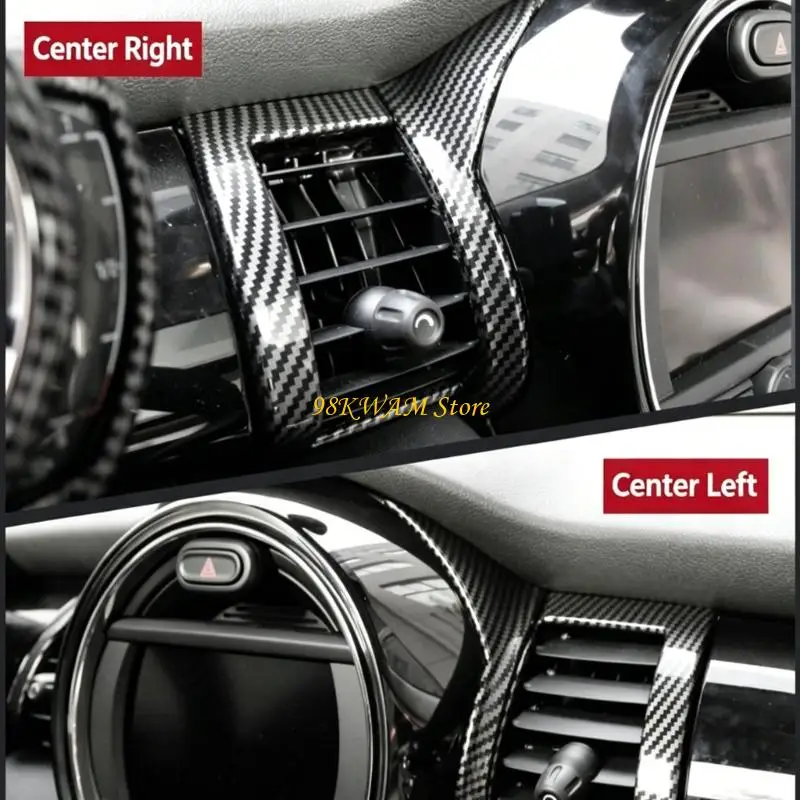 Dashboard Air Outlet Trim Set for F55 F56 F57, 6 Piece Carbon Pattern Accent with ABS Construction for Cabin Styling, 68UF