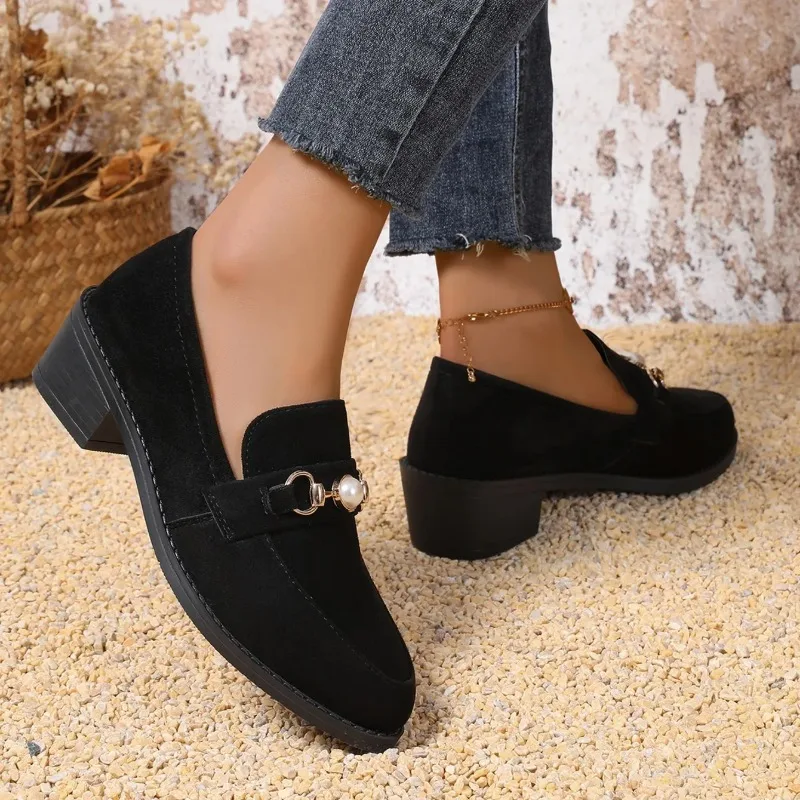 Vrouwen Pompen Lente Herfst Mode Loafers Grote Maat Casual Medium Hak Puntschoen Slip-On Schoenen voor Vrouwen Zapatos de Mujer