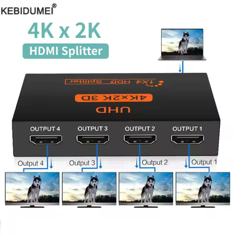4K 2K HDMI-Compatible Splitter HDMI 1 in 4 Out Video Switcher Cable Adapter 1x2 3x1 Hub For PS4 Laptop Monitor TV Box Projector