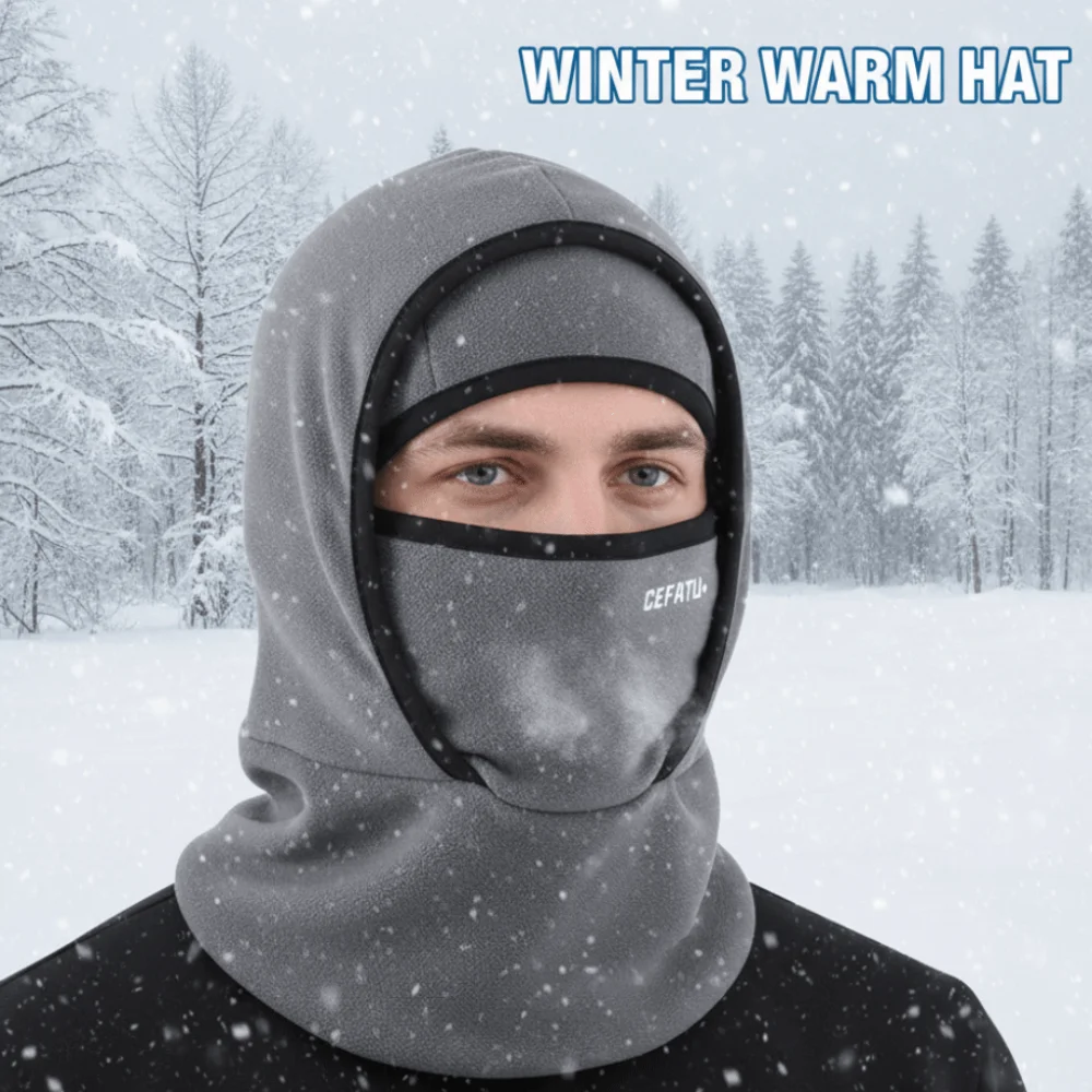 

Double Layer Balaclava Cycling Cap Neck Protection Cold-proof Warm Hat Mask Thicken Fleece Ski Windproof Cap Skiing
