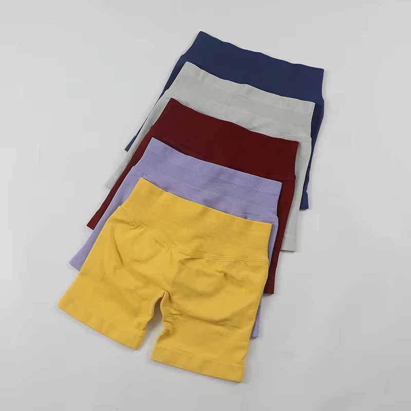 

Без логотипа, сексуальные шорты для йоги с V-образным вырезом и низкой ребристой талией, бесшовные шорты для тренировок в тренажерном зале, эластичные шорты для бега