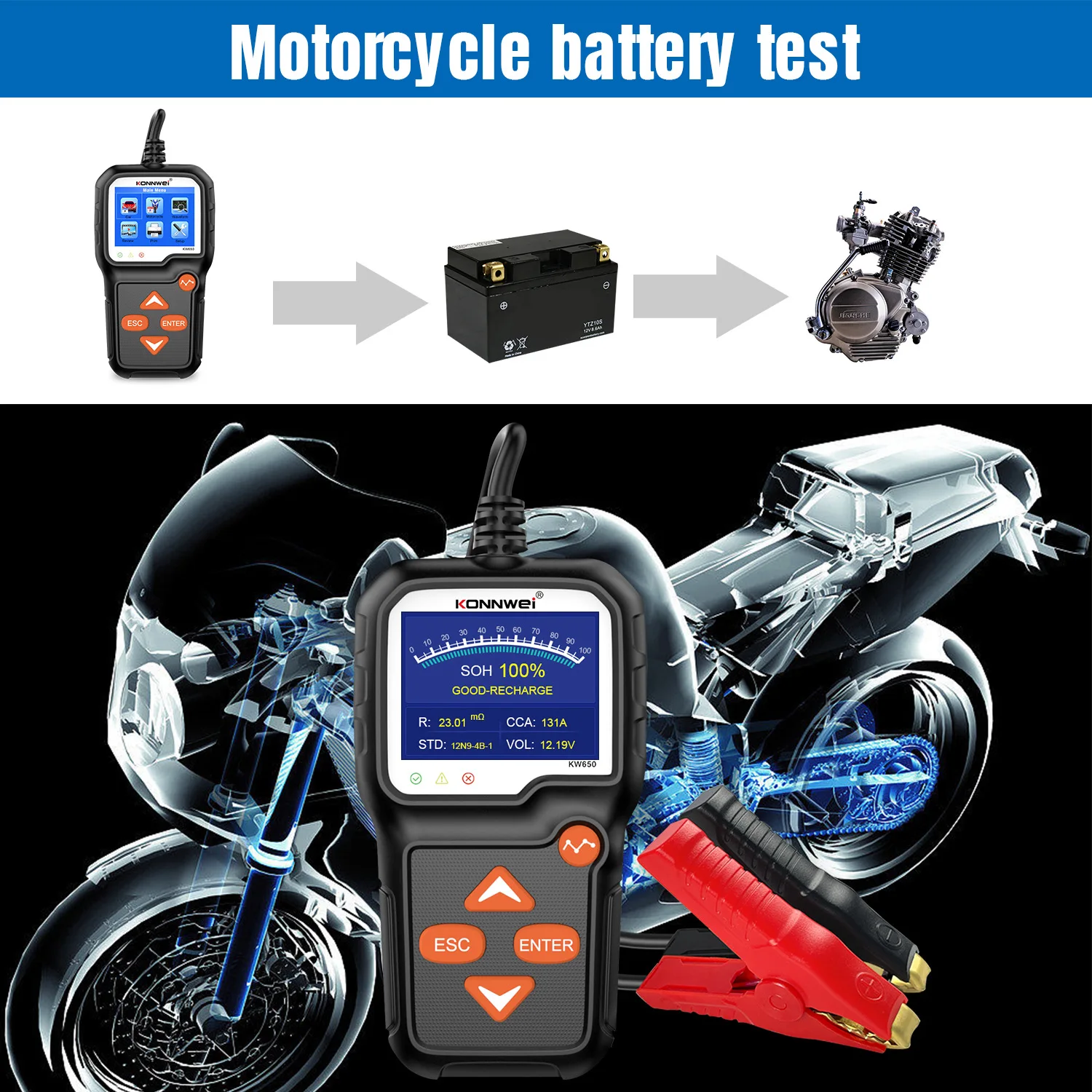 KONNWEI KW650 Tester per Batte - Lawn Mower Battery recensione e prezzo