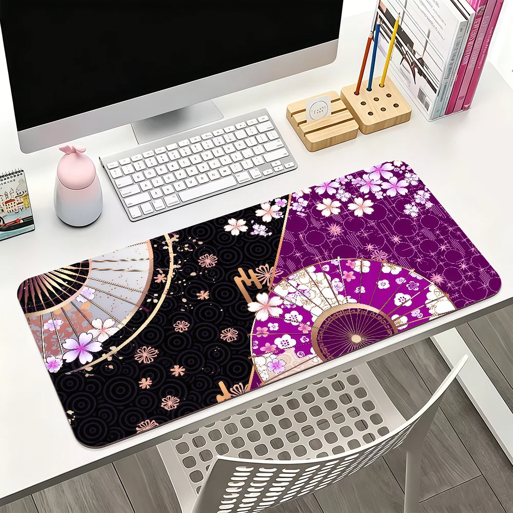 Japanese Paper Umbrella Flowers Mouse Pad For Office Gaming And Keyboards Non-Slip Large Waterproof