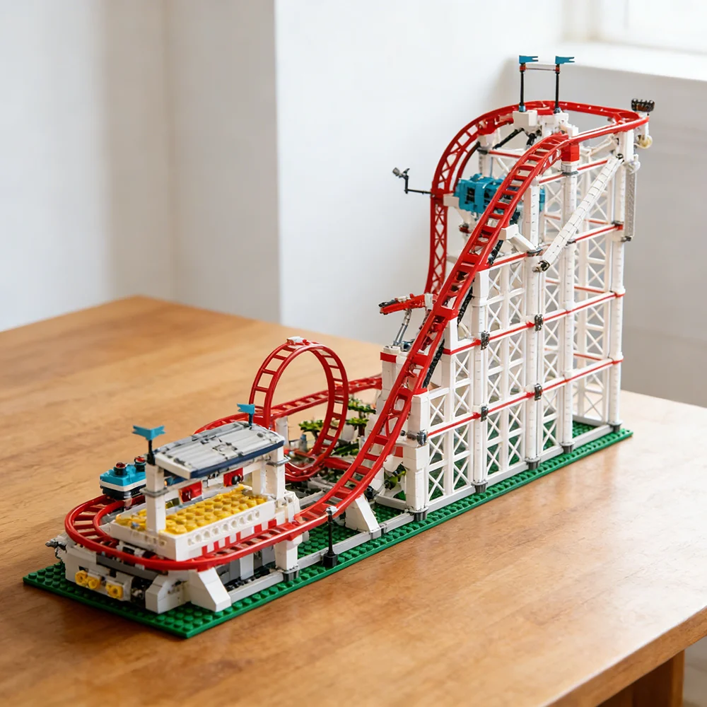 Mould KIng 11014 Bloques de Construcción Creativos, Modelo de Montaña Rusa, Juguetes STEAM 10261, Set de Ensamblaje, Regalo de Navidad para Niños
