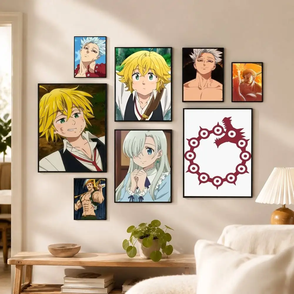 Anime T-The Seven Deadly Sins Poster High Quality Dorm Living Room Aesthetic Wall Decoration Painting Stickers Gift
