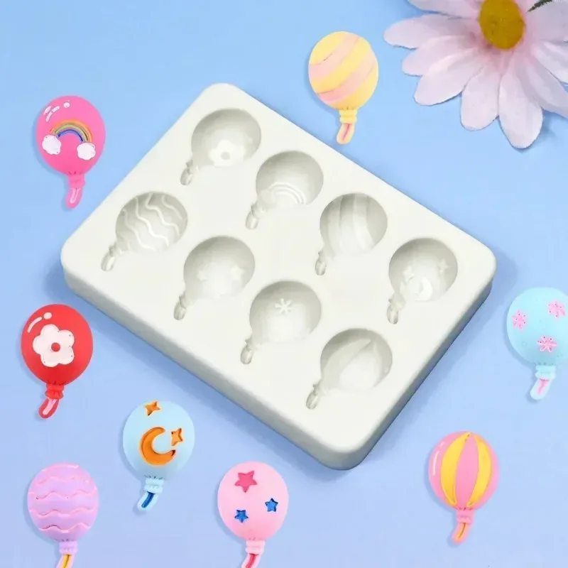 

Small Balloon Design Silicone Mold 3D Oval Fondant Chocolate Mould Gumpaste Clay Candle Making Cake Decorating Tools Bakeware