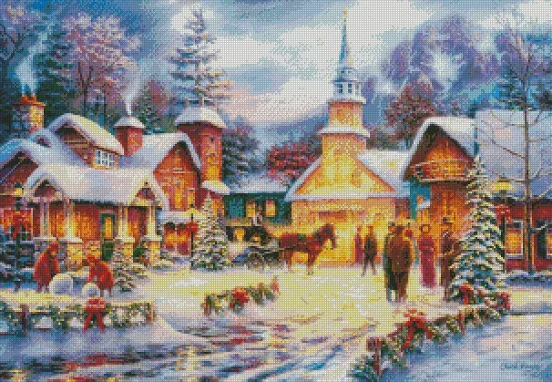 Embroidery Counted Cross Stitch Kits, Needlework Crafts, DIY Arts, Handmade Decor, City 2, 14 Ct DMC, Top New