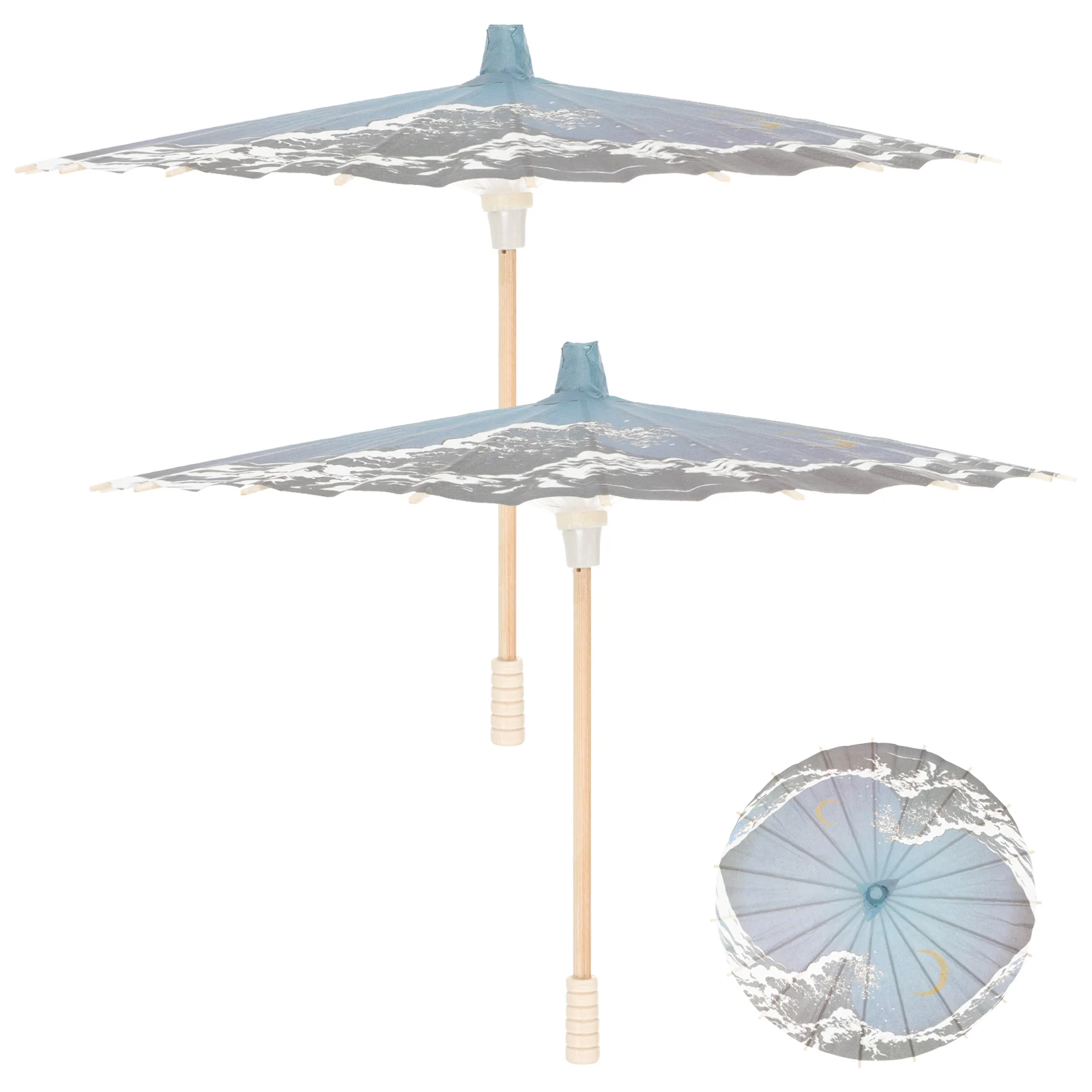 

2 Pcs Classical Decorative Umbrella Japanese Paper Umbrellas Prom 3 Terminal Automatic Inverted