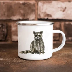 Raccoon Enamel Mug, cute raccoon unbreakable mug 11oz coffee Mug friends Birthday Gift