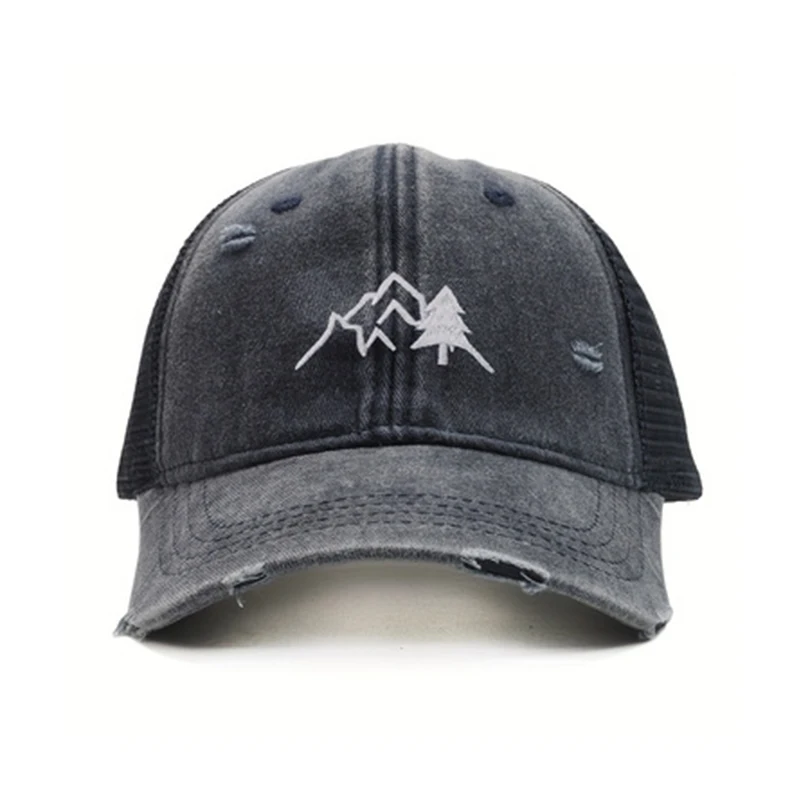 Washed, Aged,Gorras DeBéisbol Perforated Embroidered Net Hat, Summer Breathable Baseball Cap, Sun Protection and Breathability