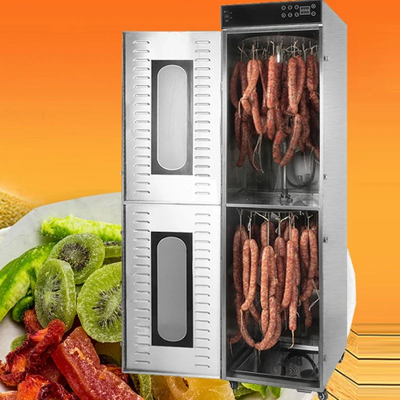 Nouveau 110 v/220 v Commercial en acier inoxydable déshydrateur alimentaire séchoir de fruits secs automatique saucisse sèche rotatif séchoir à saucisses