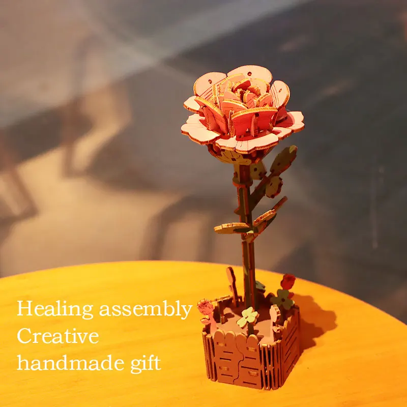 3D-Blumen-Holzpuzzles, DIY-Modellbausatz mit Holzblumen, Bauset, Basteln für Erwachsene zum Bauen, Geschenkideen aus der botanischen Sammlung