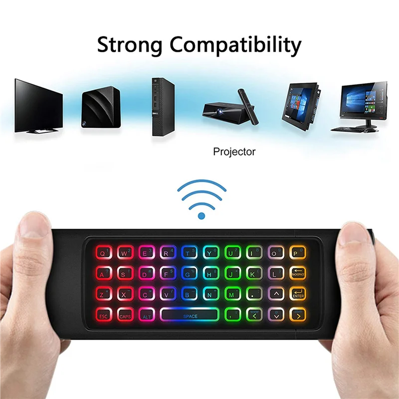 【Superdeals】 Ratón de aire 5X para Android Tv Box, Mini teclado inalámbrico Control remoto de ratón con retroiluminación RGB MX3 Pro IR Learnin