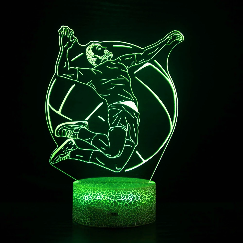Volleyball Players 3D Night Light LED Illusion Lamp 7 Color Change Bedroom Study Room Decoration Gift for Kids Sports Lover