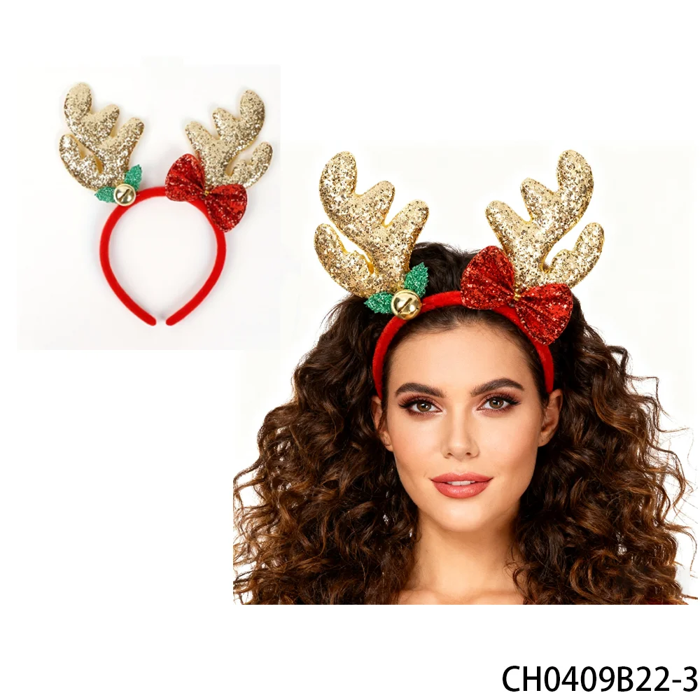 

PESENAR Блестящая золотая рождественская повязка на голову с рогами — праздничный аксессуар для рождественских фотографий и собраний