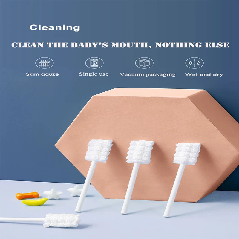 30pc/box Baby Tongue Cleaner Disposable Gauze Toothbrush Paper Rod Infant Oral Cleaning Brush Stick Oral Care Toothbrushes