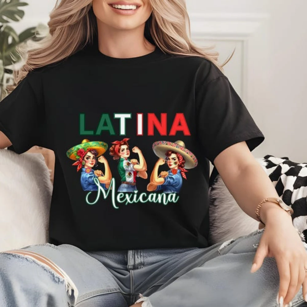 Latina Tshirt for Gift Proud Mexican Heritage Gift Graphic High Quality Cotton T-shirts Street Fashion Hipster Short Sleeve