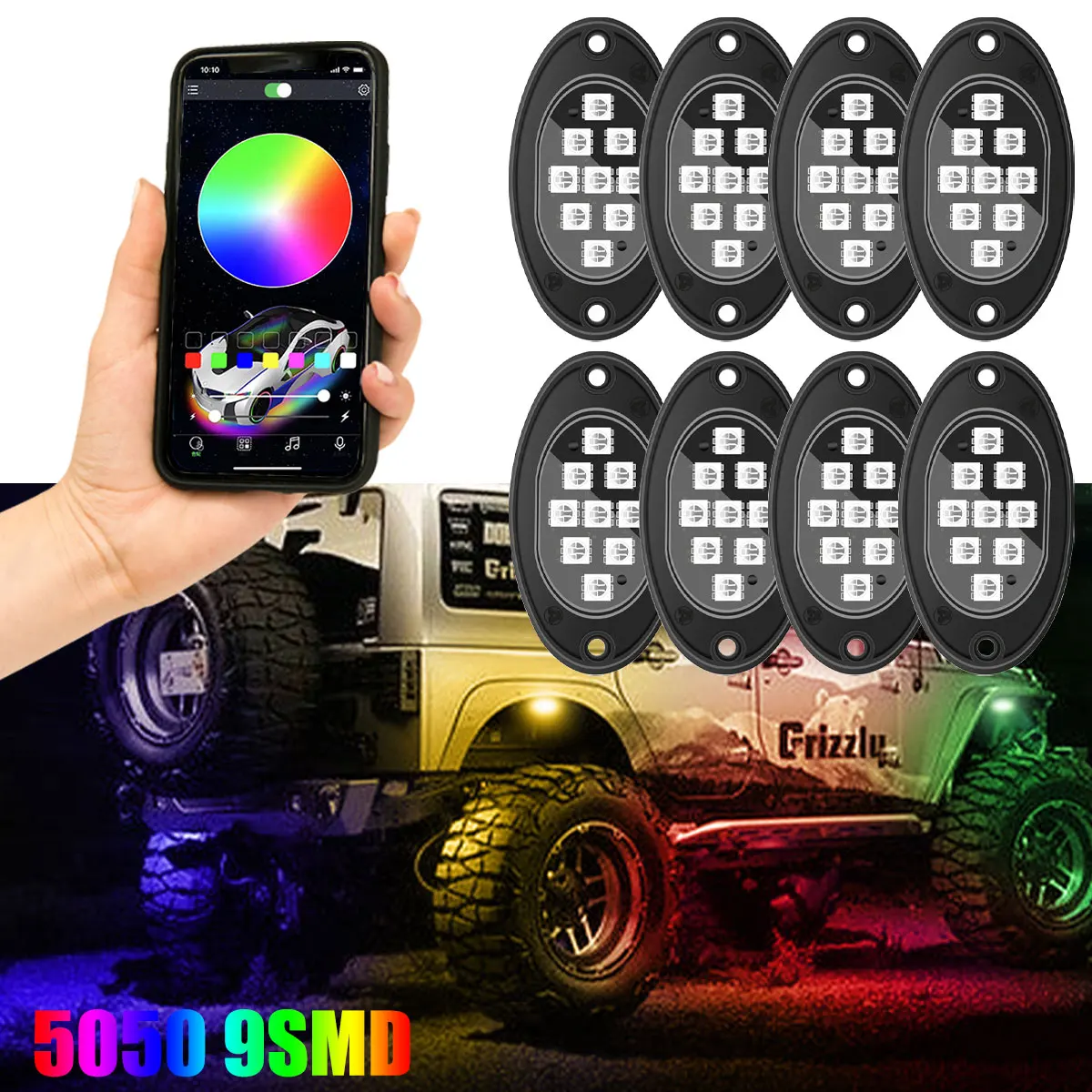 Led Car Chassis Decorative light RGB Atmosphere lamp Indicator light Off road outline ambient light APP Music control Neon light