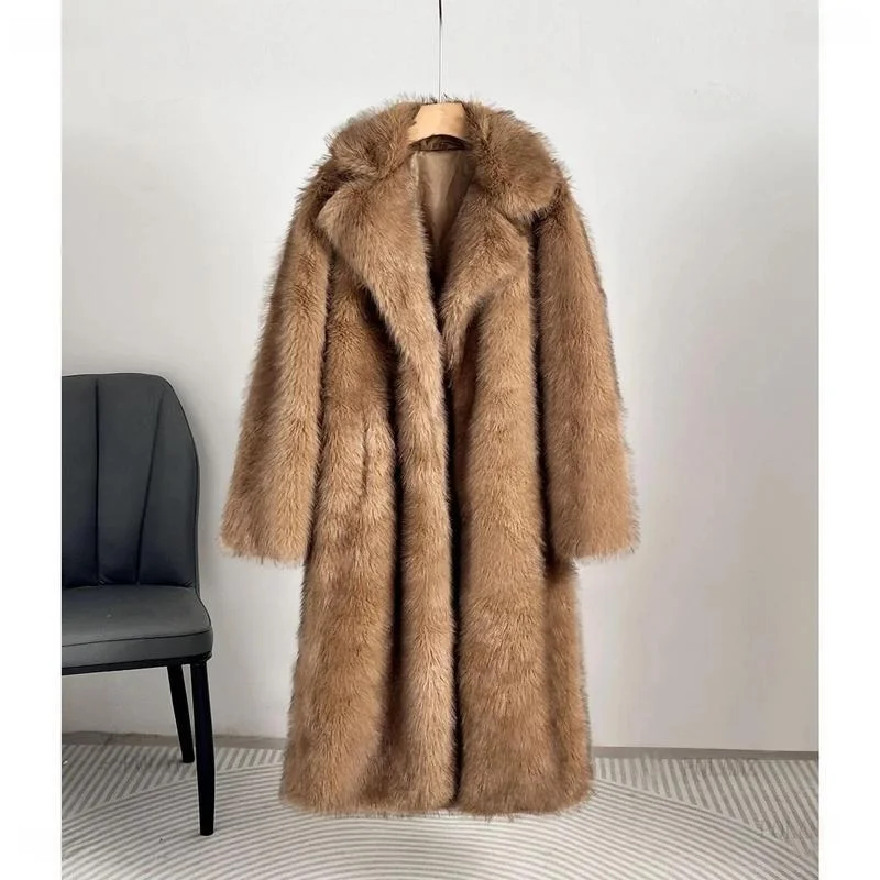 2025 European And American Style Autumn Winter Women's Long Fur Coat Elegant Classy Mid-Year Fashion Ladies' Premium Wear