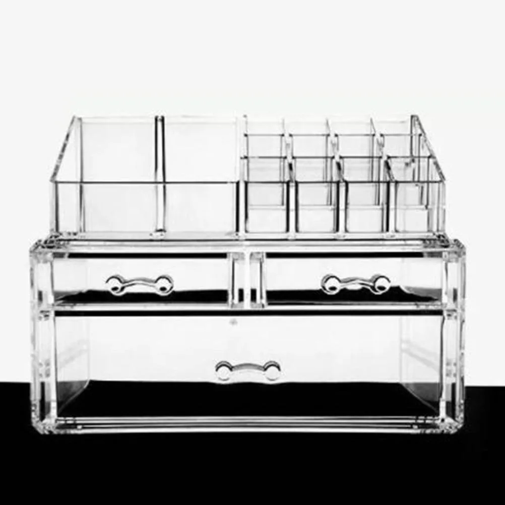 Boîte de rangement transparente en acrylique, tiroir organisateur de maquillage, conteneur Portable pour rouges à lèvres, pinceaux, stylos, rangement de maquillage