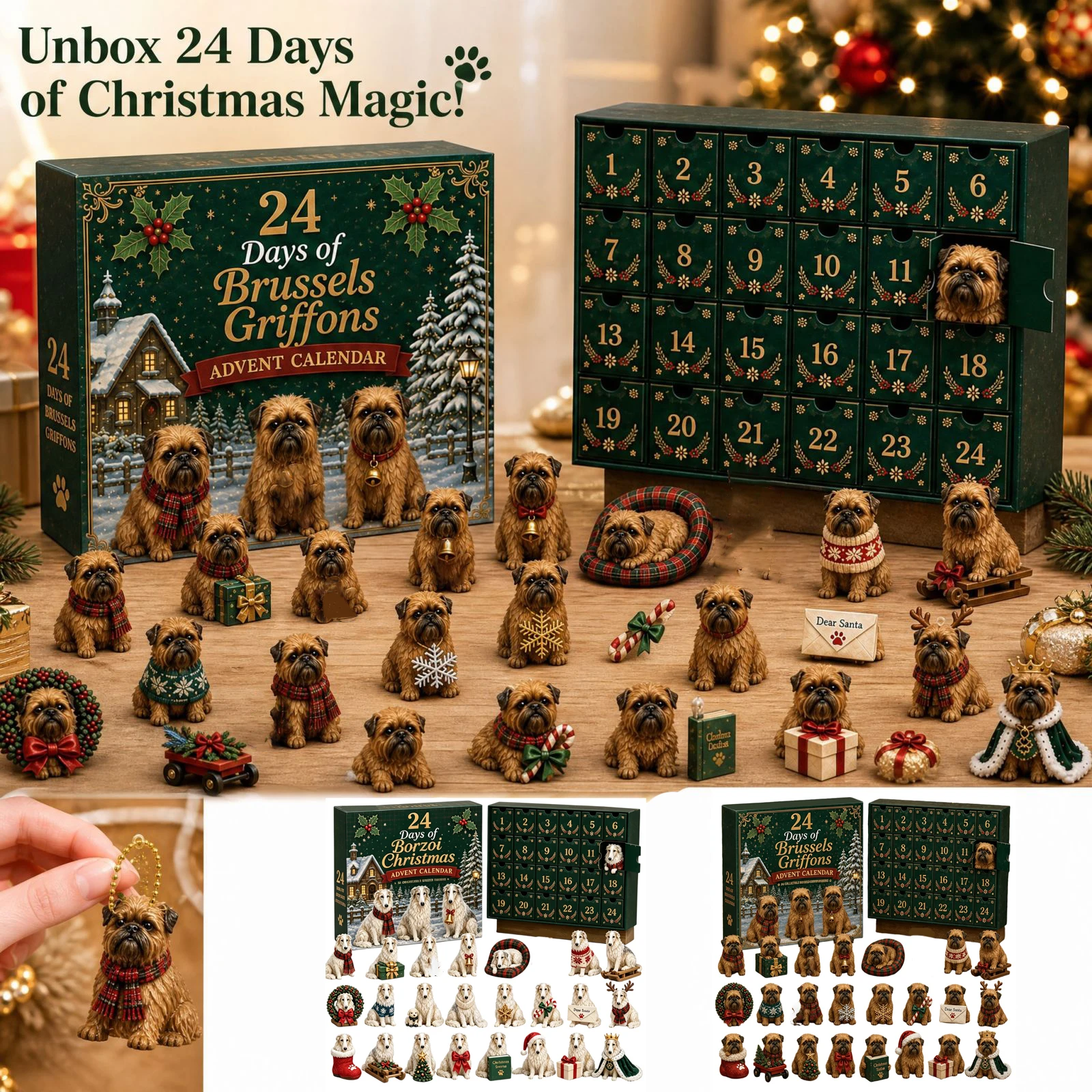 Christmas 2D Acrylic Ornament Advent Calendar Blind Box 24 Days Countdown Xmas Tree Hanging Pendant Surprise Collectible Gift