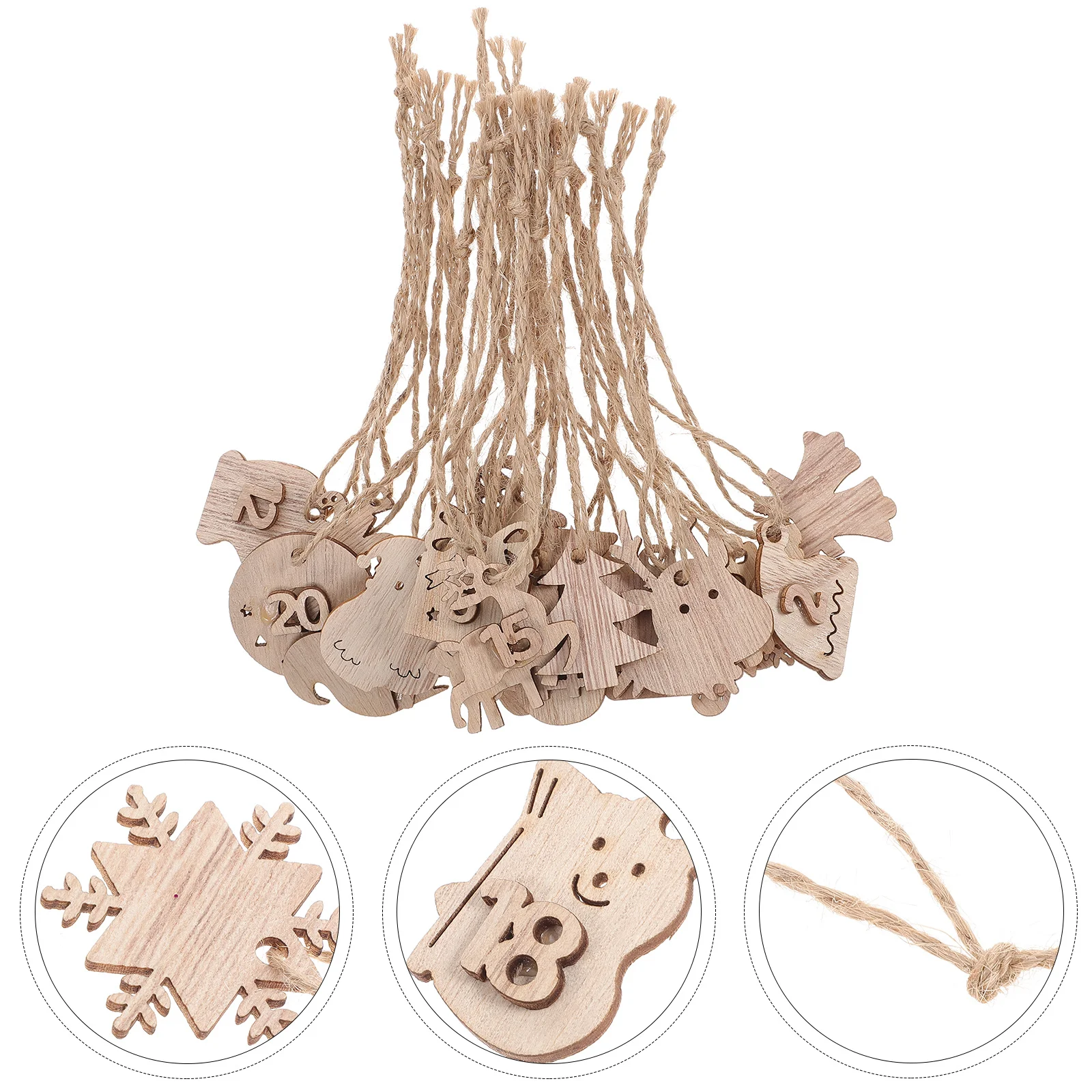 

1Set Xmas Countdown Calendar Wooden Pendants DIY Hanging Numbers Decorative Xmas Tree Ornament Gift Tags Calendar Pendants