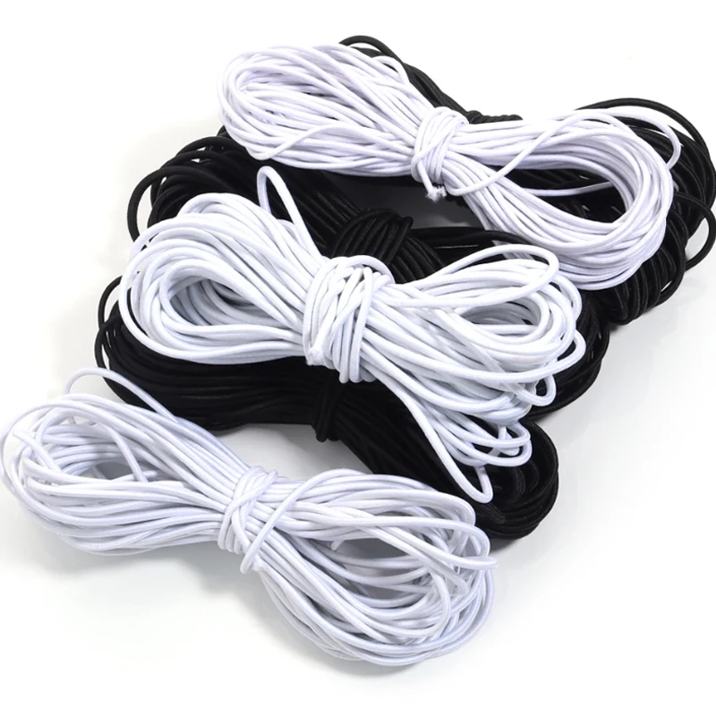 2M starke elastische Schnur schwarz/weiß hohe elastische runde elastische Band Gummiband elastische Schnur für DIY Nähzubehör Durchmesser 4mm