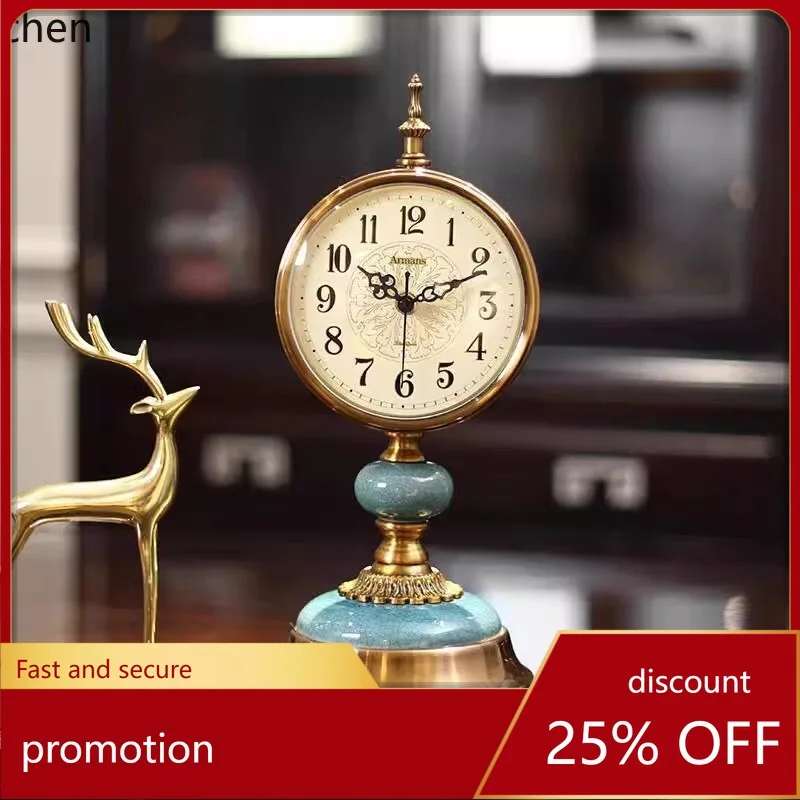

ZML Living Room Vintage Home Table Clock Ornament Creative Home Bedside Table Clock