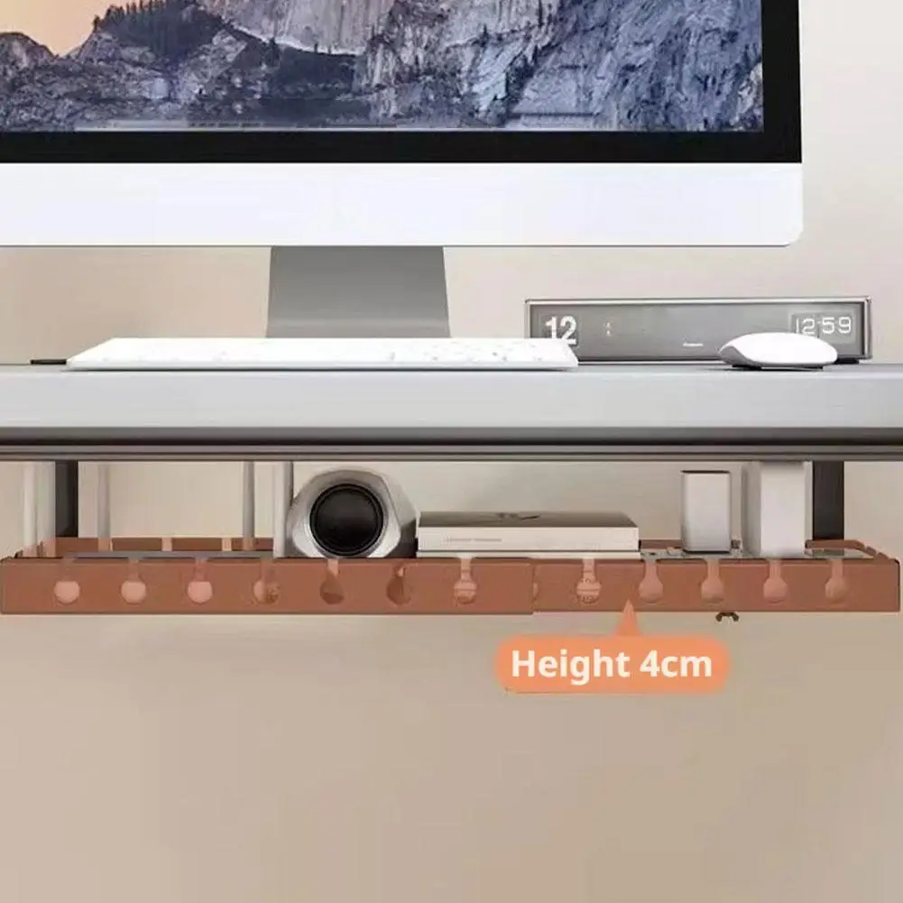 Support de rangement sous Table, plateau de gestion de câbles métalliques sans poinçonnage, organisateur de fils de bureau à domicile, rangement de multiprise rétractable