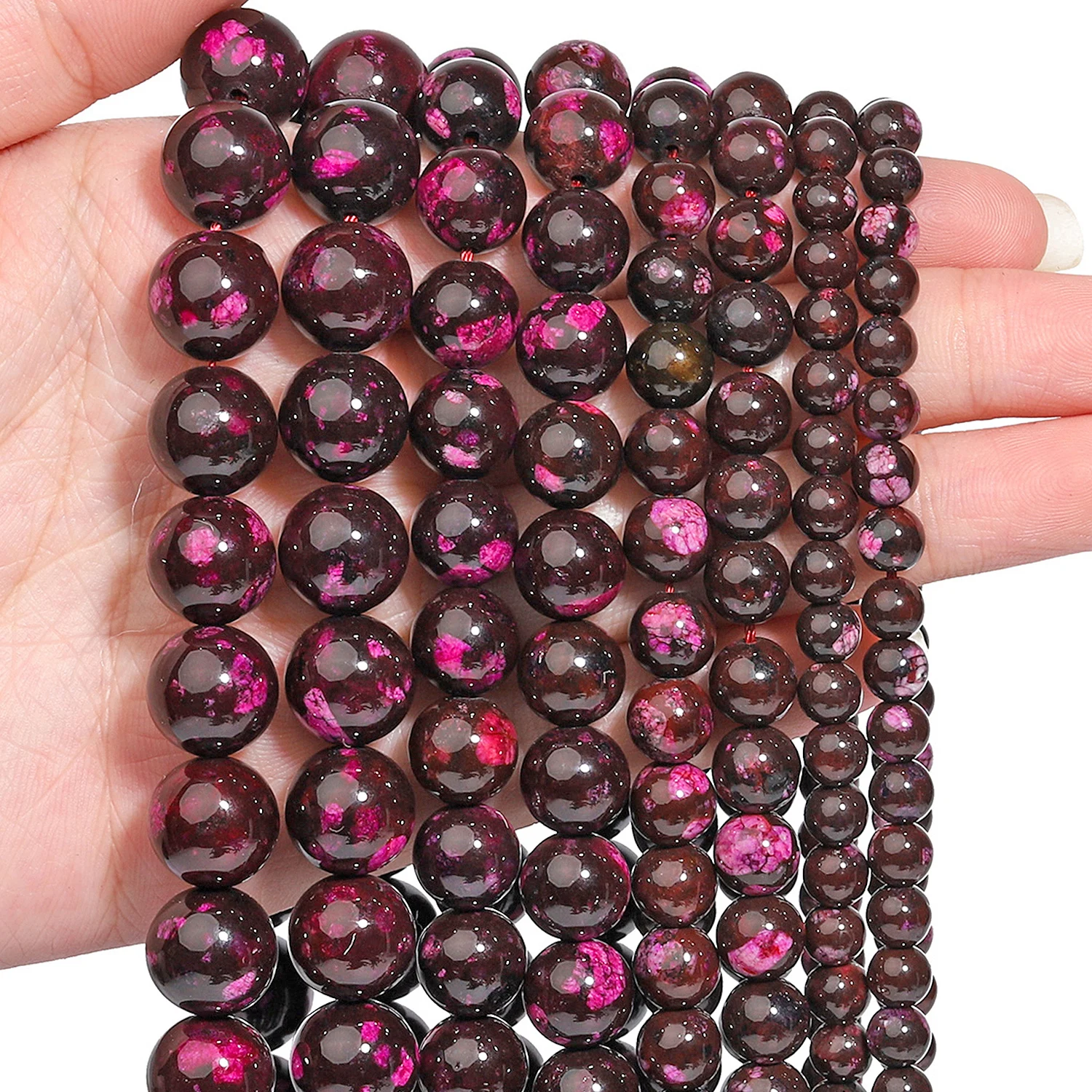 6-12mm Natural Rose Triskelite Stone Beads Loose Spacer Beads for Jewelry Making Diy Beading Accessories Wholesale