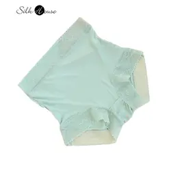 Silk High Waist Underwear for Women Fashionable Lace Sexy Mulberry Silk Shorts Boxer Pants with Breeches Breathable Comfortable