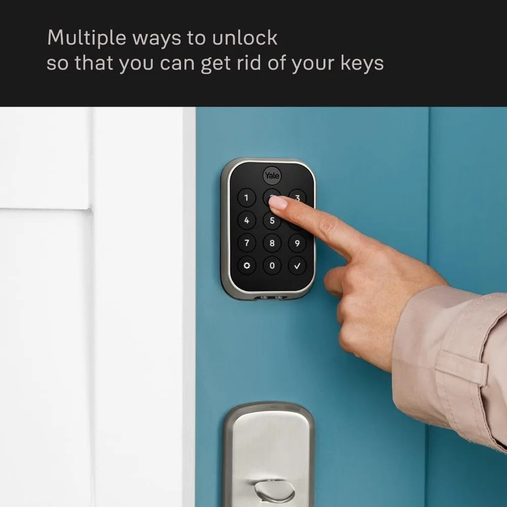 Assure Lock 2 pêne dormant tactile, serrure de porte d'entrée intelligente sans clé en daim noir avec clavier connecté Bluetooth et numérisation d'empreintes digitales