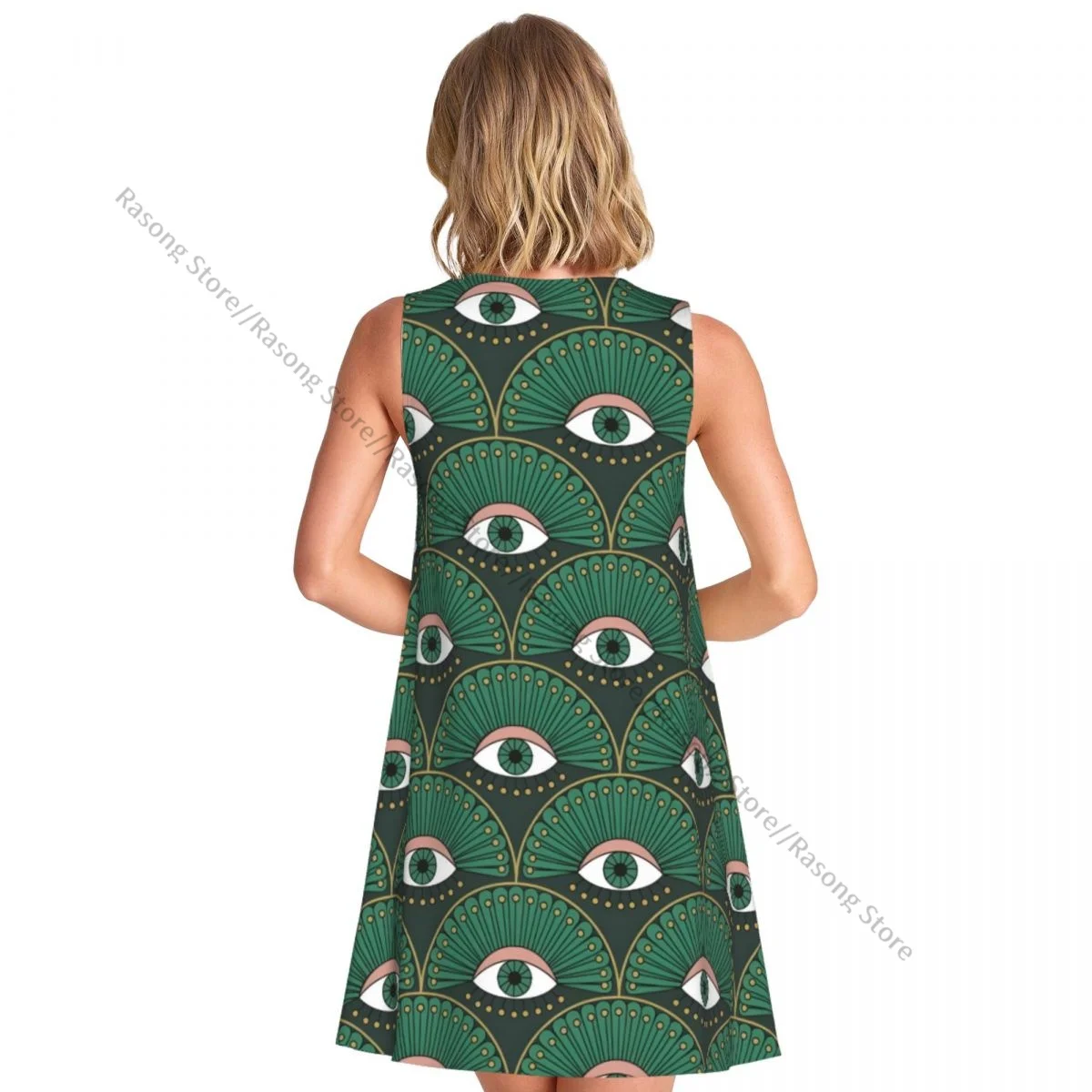 ชุดเดรสสตรีฤดูร้อนชุดลําลองเสื้อยืดชายหาดปกคลุมคุณเป็นชุด Art Tank