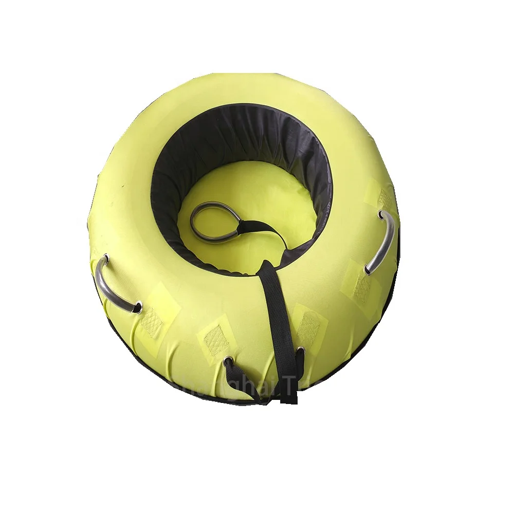 100cm Yellow Inflatable Snow Tube Hard Bottom PVC with Nylon Cover for Winter