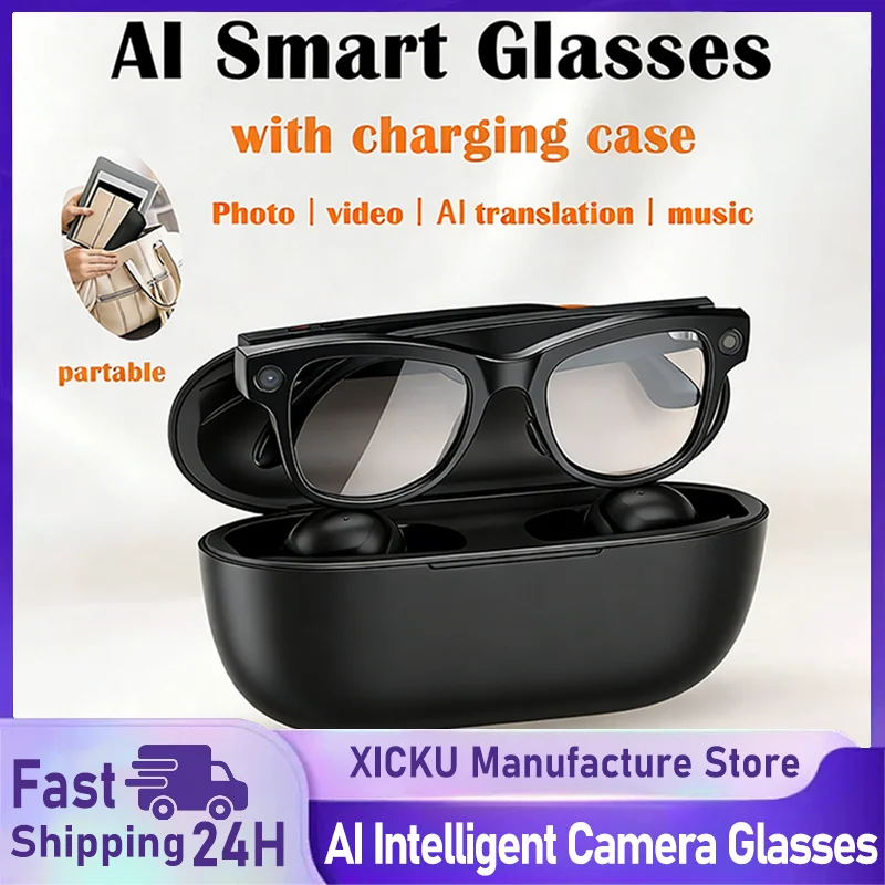 

Интеллектуальные очки для камеры с искусственным интеллектом, умные очки 4K HD, камера для записи видео и съемки фотографий, перевод, ассистентное разговоры