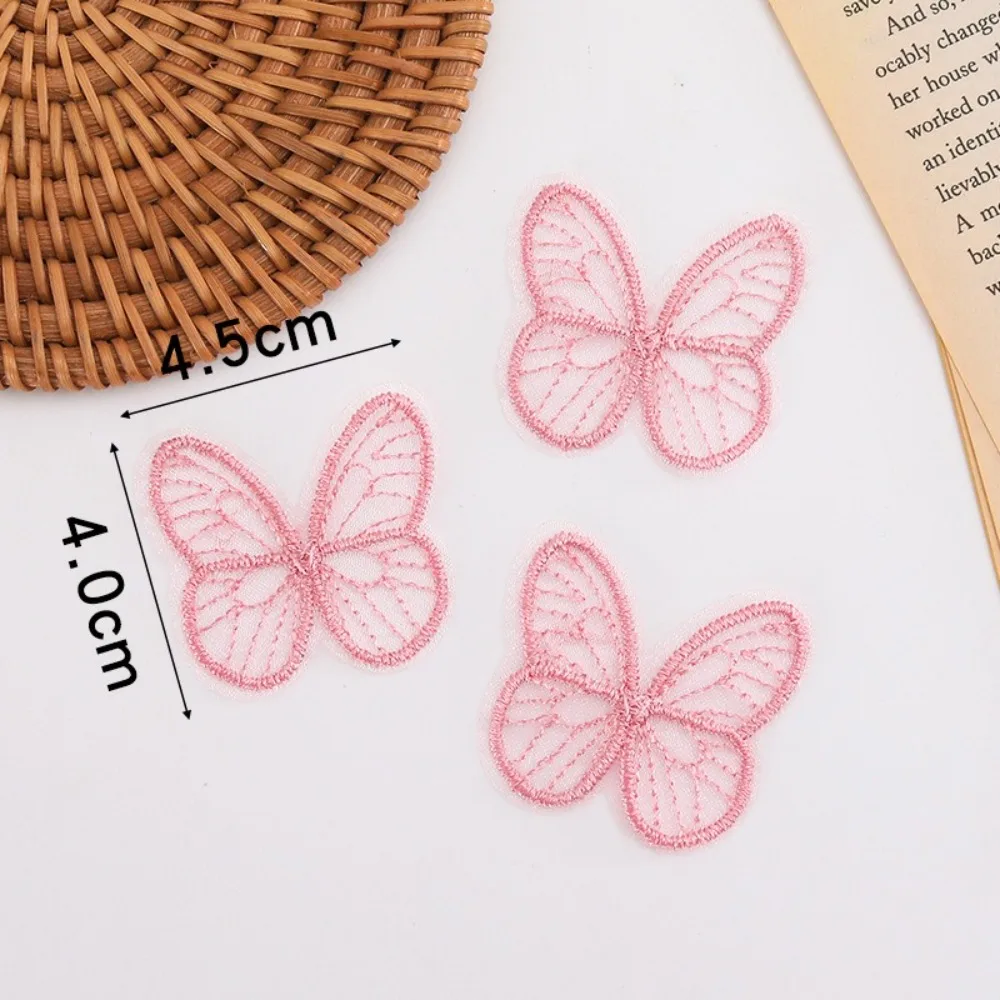 100 pçs 4.5cm bordado rendas borboleta apliques 3d sonhador simulação malha borboleta remendo diy artesanal chiffon borboleta