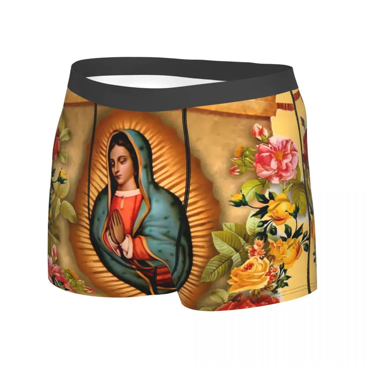 Virgin Mary Floral Underwear Santa Maria Male Panties Custom Plain Trunk High Quality Shorts Briefs Plus Size 2XL