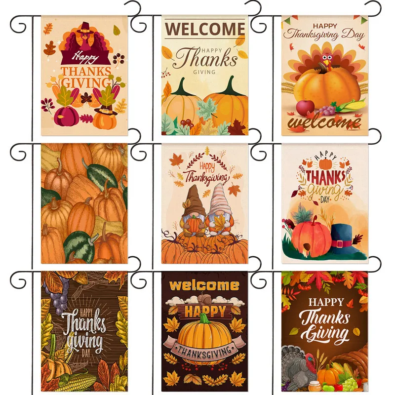 Thanksgiving Collection Garden Flag Letter Pumpkin Gnome Print Festive Yard Decoration Banner 30*45cm Farmhouse fall decor