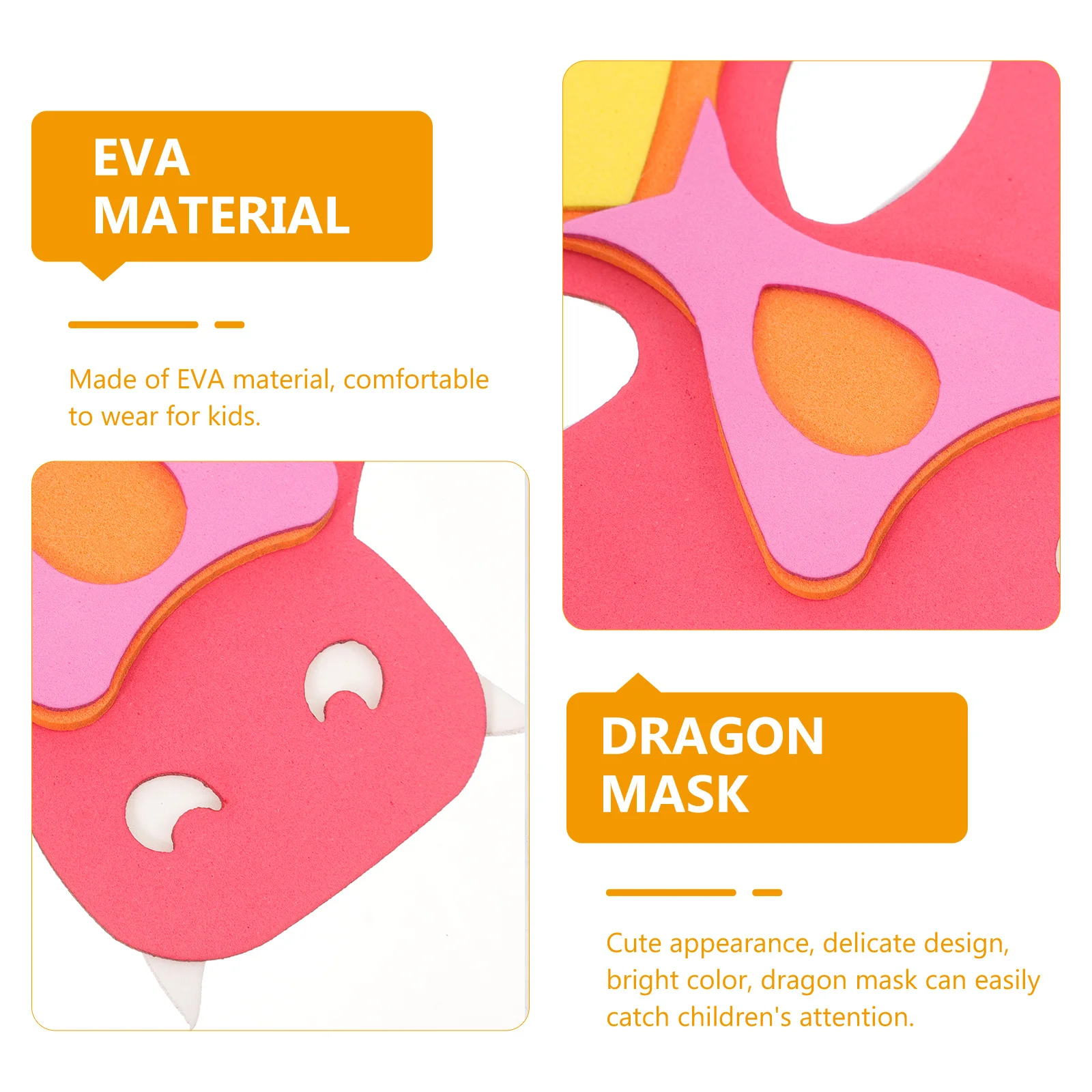 4 pcs Dragon For Kids Eva Cosplay Party Mask For Toddler Children Masquerade Stage Performance Animal Face Mask