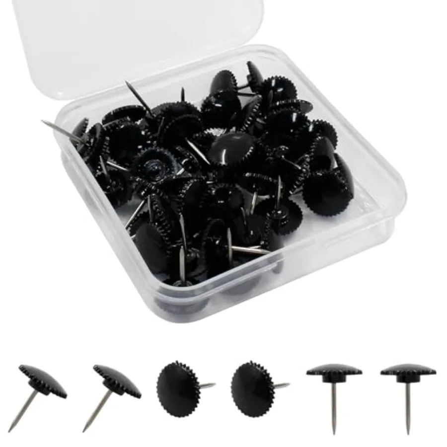 Black Push Pins Thumb Tacks for Wall Hanging