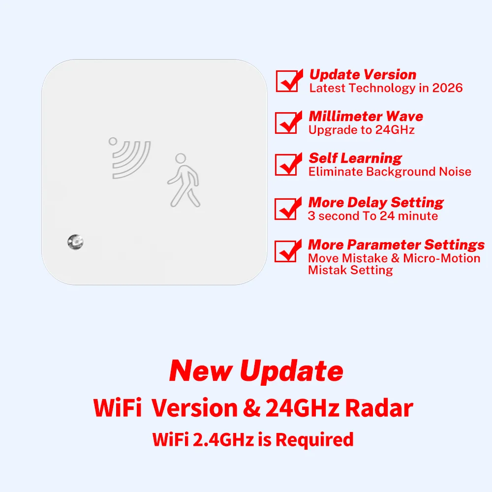 Tuya Zigbee WiFi Anwesenheitssensor MmWave Radar-Detektor mit Helligkeitssensor für Smart Home Smart Life, ersetzt PIR-Sensor