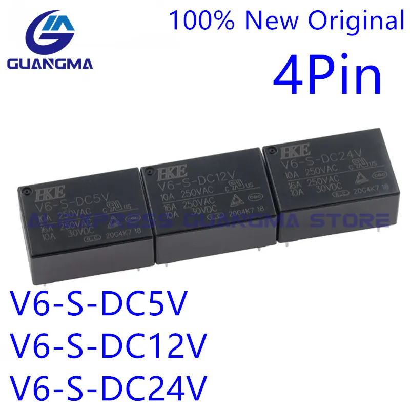 10PCS 100% New Original Power Relay V6 S DC5V V6-S-DC12V V6-S-DC24V 16A 4Pin DC5V 12V 24V Replaceable HF7520 005 012 024 HTP